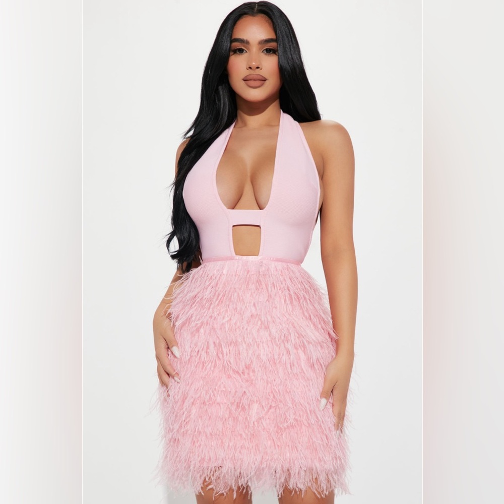Fashion Nova Bandage Feather Dress